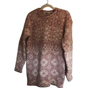 B.Moss Womens Nordic Pattern Sweater Size S Pink & White 100% Acrylic